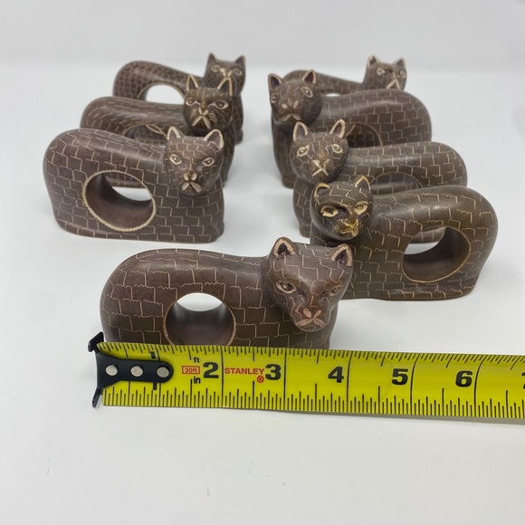 Vintage Sandstone Hand Carved Napkin Rings Set of 8 Made in Kenya - Picture 7 of 9